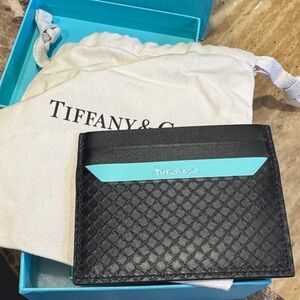 Tiffany & Co. Black Card Holder with Blue Accent